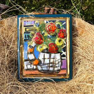 Laura Mostaghel Artist Signed Brooch Pin Roses